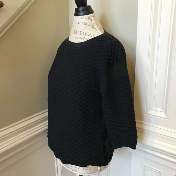 Trouve Textured Sweater Medium Black 3/4 Sleeve - Picture 8 of 13